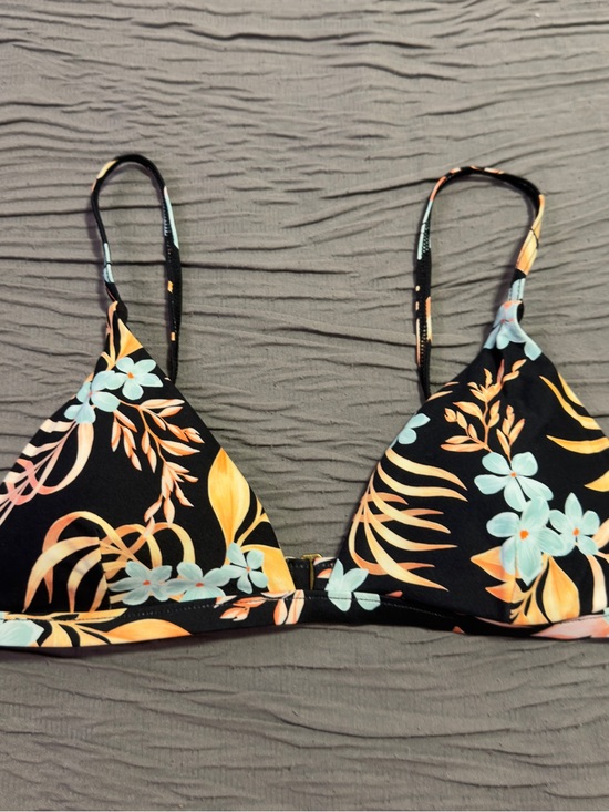 Rip Curl Other - Black Floral Triangle Bikini Top with Aqua Accents